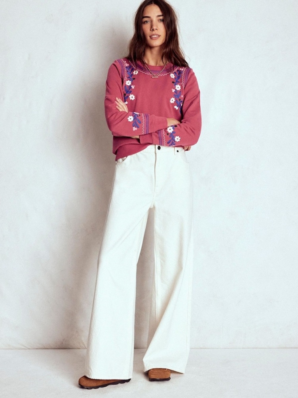 Boden Red Hannah Embroidered Sweatshirt- NWT Sz L - Picture 4 of 7